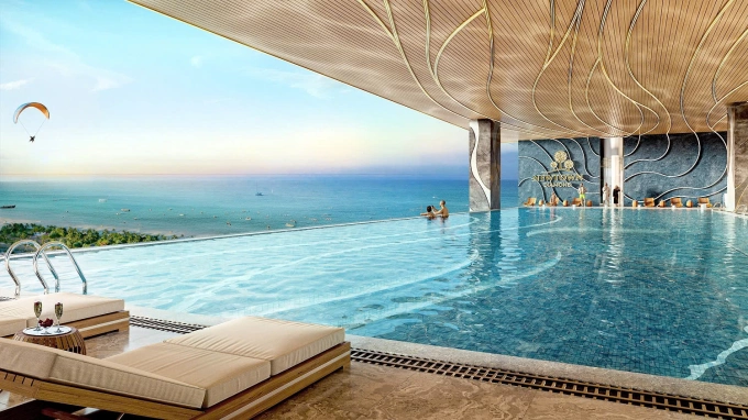 Thư giãn nơi bể bơi vô cực với tầm nhìn hướng biển tại Newtown Diamond. Ảnh: CĐT